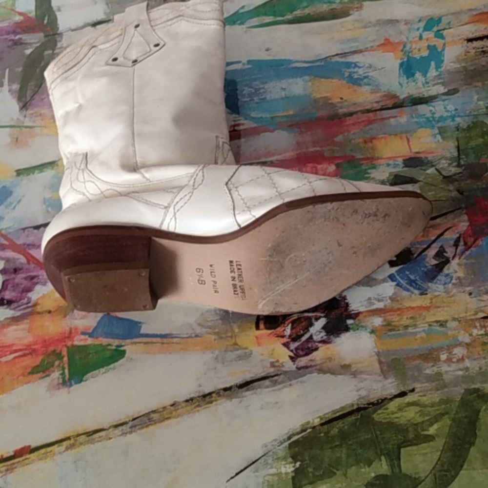 Vtg 80s Wild Pair White Cowboy Cowgirl Boots Festival Rodeo Cosplay - Picture 7 of 8